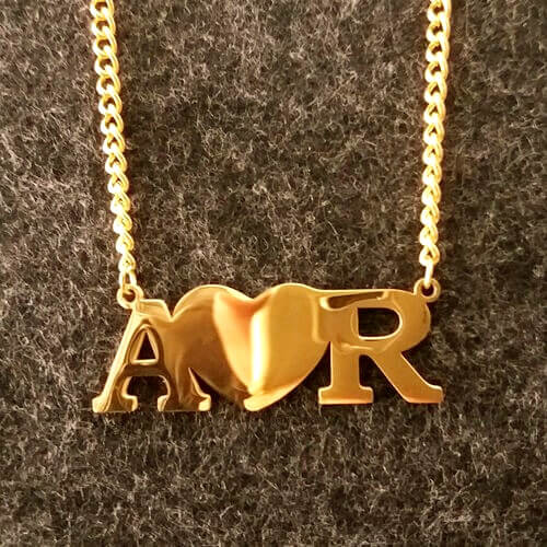 Personalised heart charm with two initials cuban chain suppliers personalized initials necklace manufacturers